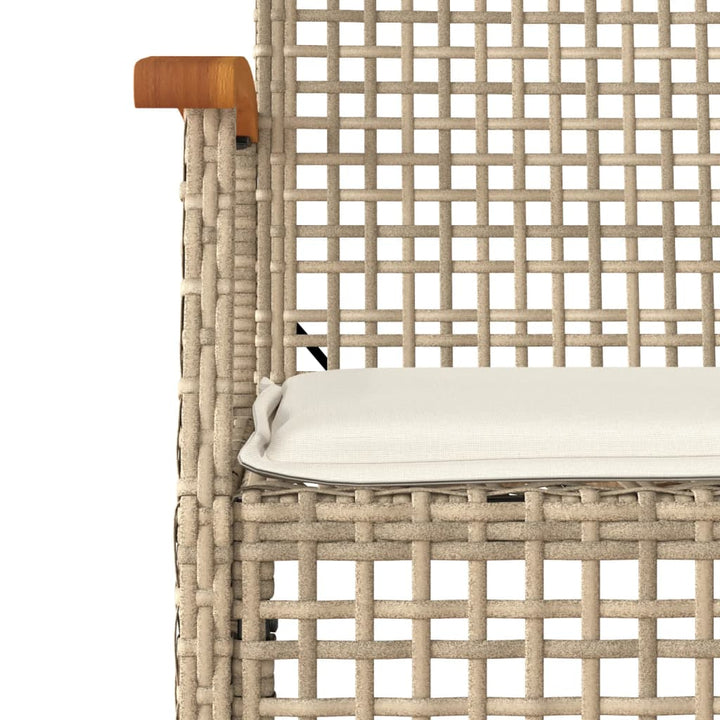 Tuinstoelen 2 st met kussens poly rattan en acaciahout beige