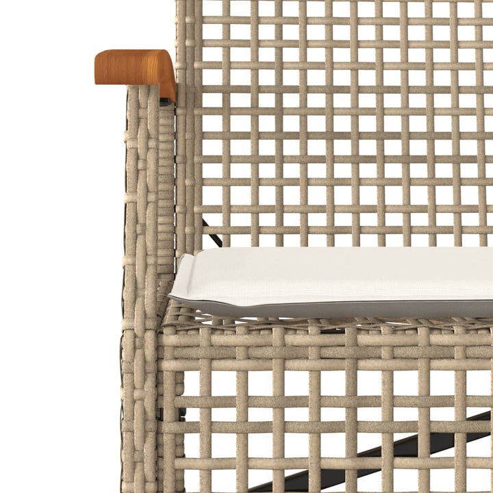 Tuinbank met kussen poly rattan en acaciahout beige