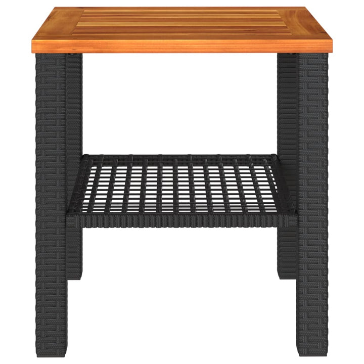 Tuintafel 40x40x42 cm poly rattan en acaciahout zwart