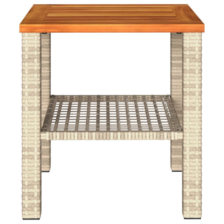 Tuintafel 40x40x42 cm poly rattan en acaciahout beige