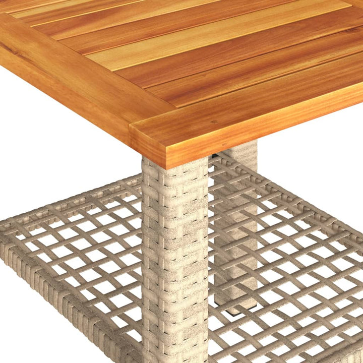 Tuintafel 40x40x42 cm poly rattan en acaciahout beige