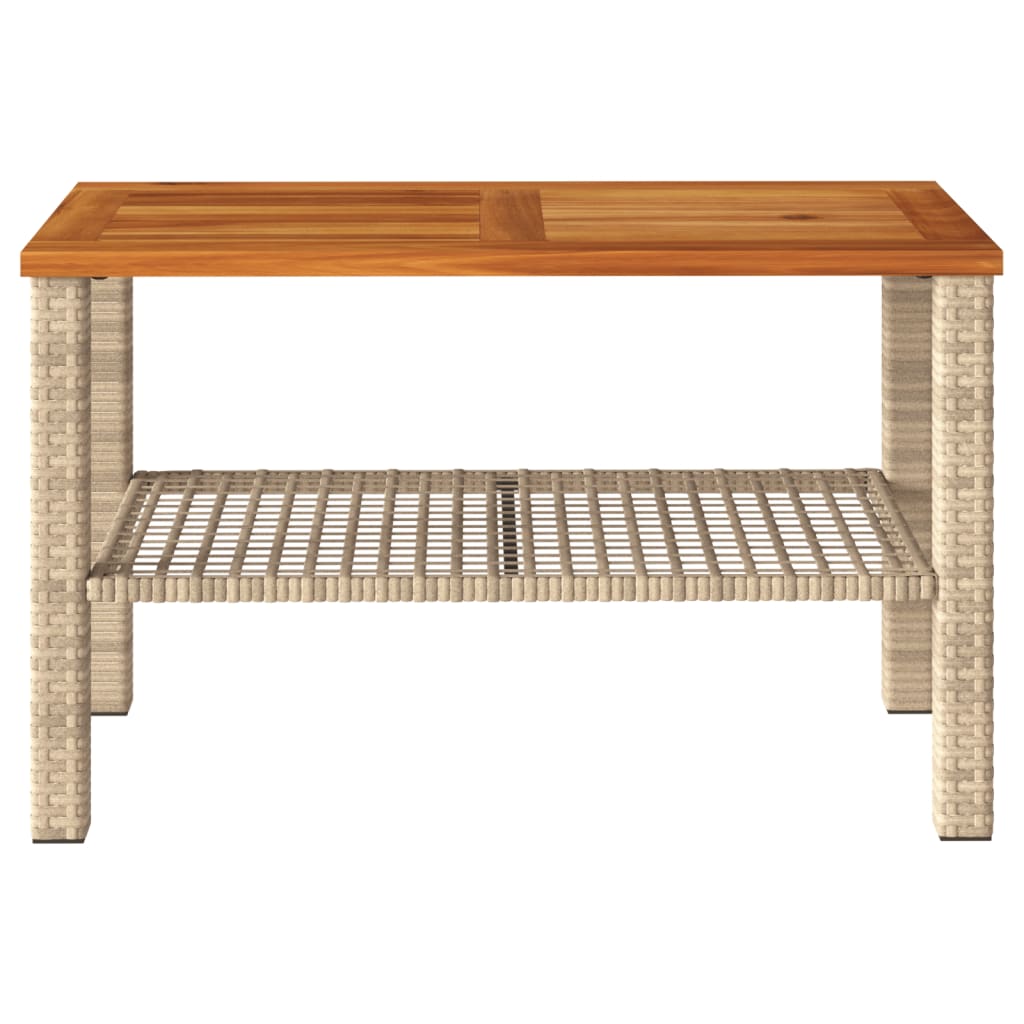 Tuintafel 70x38x42 cm poly rattan en acaciahout beige