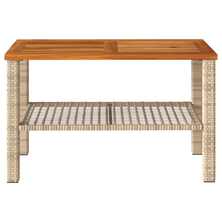 Tuintafel 70x38x42 cm poly rattan en acaciahout beige