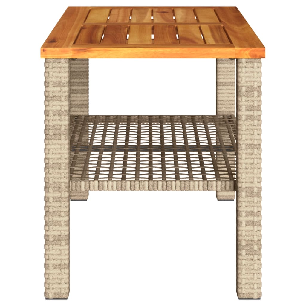 Tuintafel 70x38x42 cm poly rattan en acaciahout beige