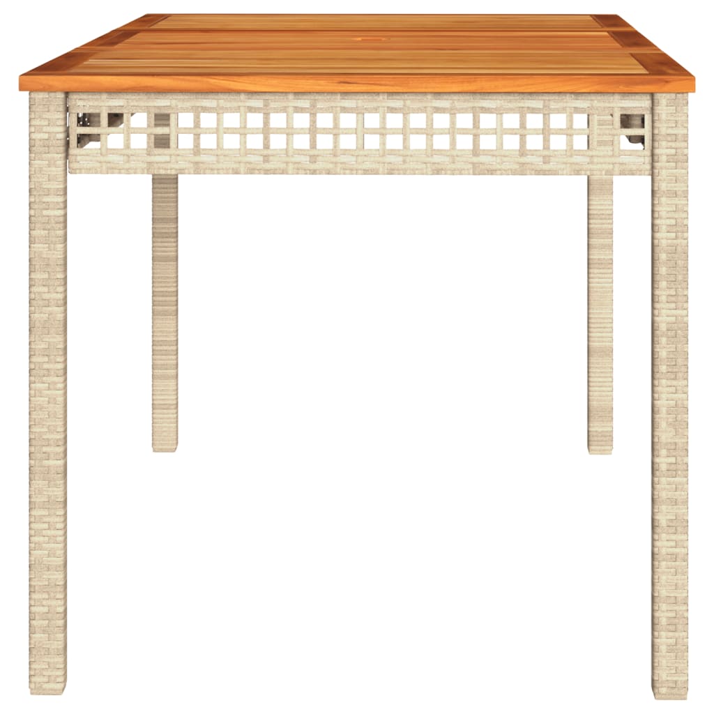 Tuintafel 140x80x75 cm poly rattan en acaciahout beige