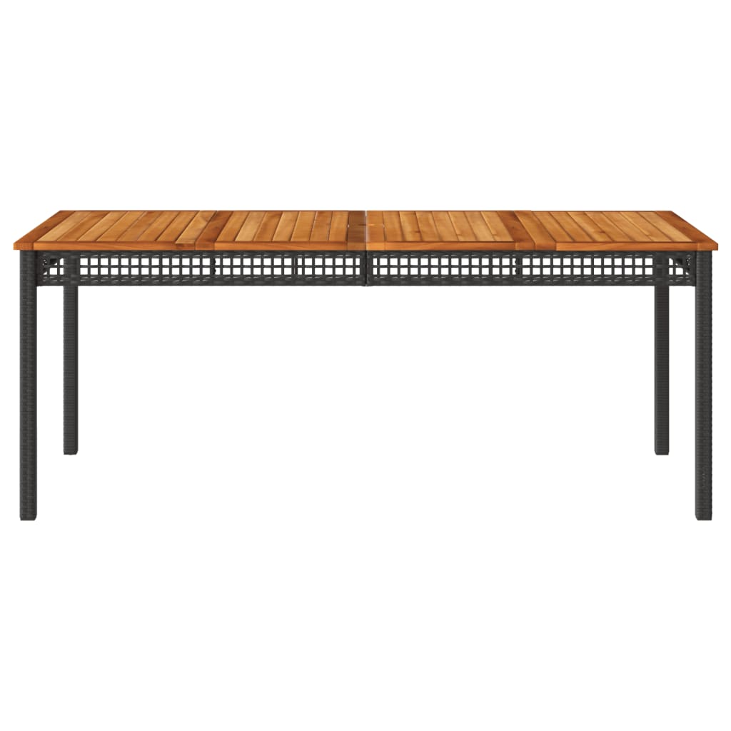 Tuintafel 180x90x75 cm poly rattan en acaciahout zwart