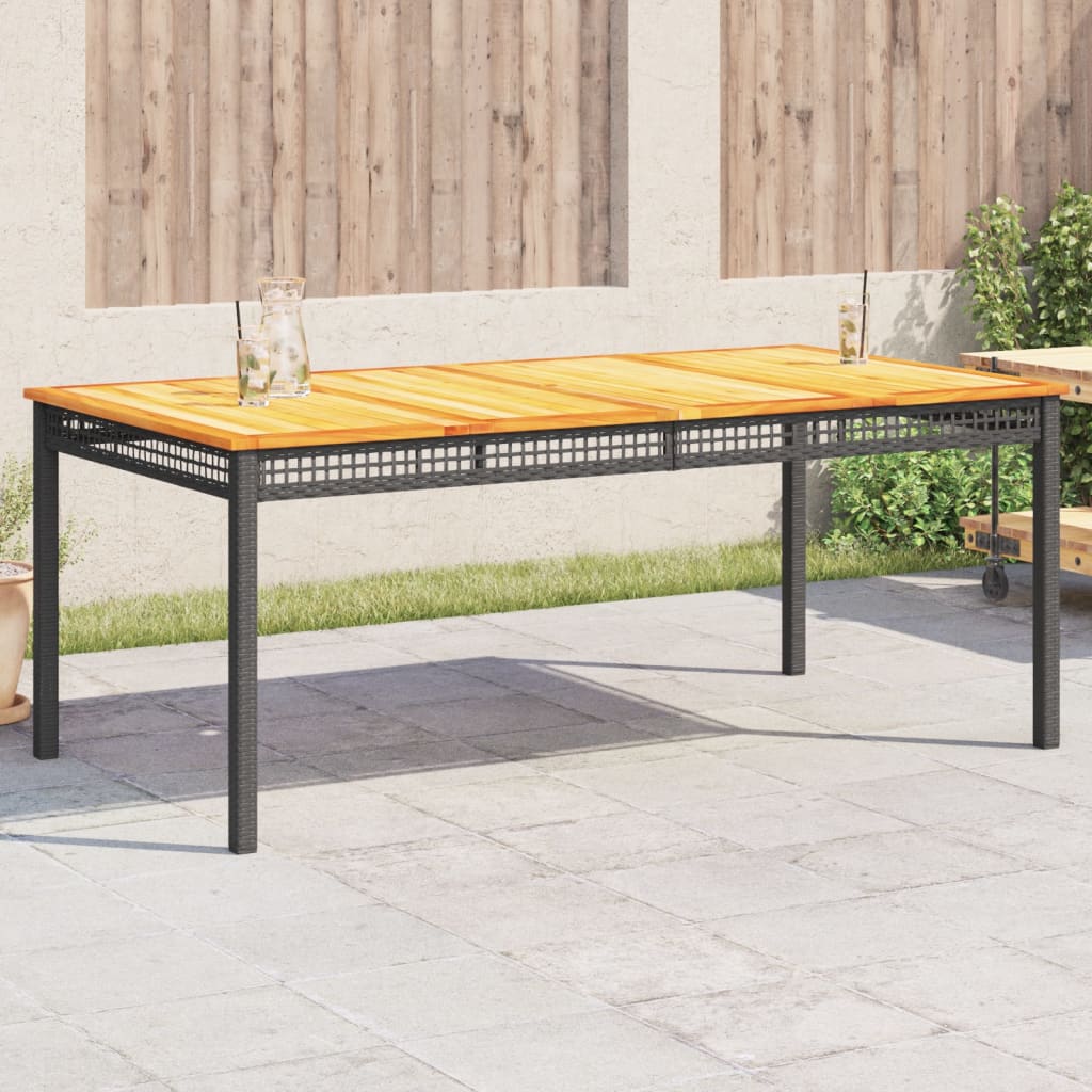 Tuintafel 180x90x75 cm poly rattan en acaciahout zwart