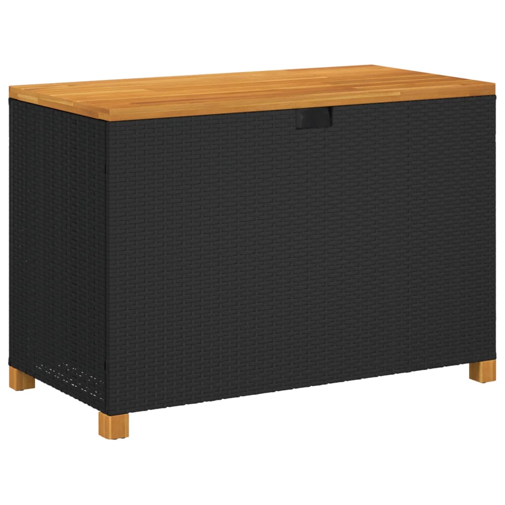 Tuinbox 110x55x63 cm poly rattan en acaciahout zwart