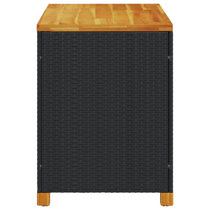 Tuinbox 110x55x63 cm poly rattan en acaciahout zwart