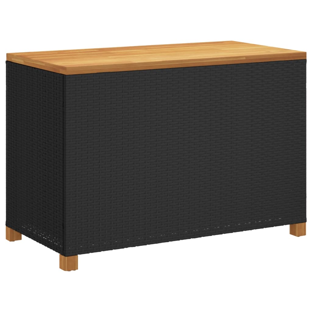 Tuinbox 110x55x63 cm poly rattan en acaciahout zwart