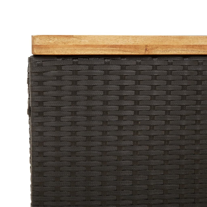 Tuinbox 110x55x63 cm poly rattan en acaciahout zwart