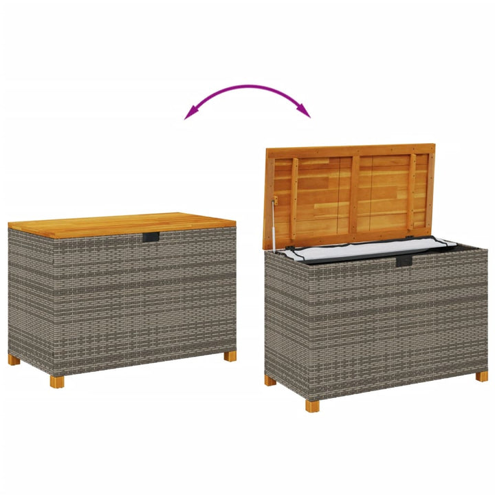 Tuinbox 110x55x63 cm poly rattan en acaciahout grijs