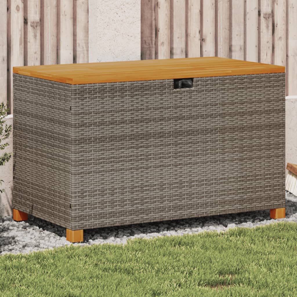 Tuinbox 110x55x63 cm poly rattan en acaciahout grijs