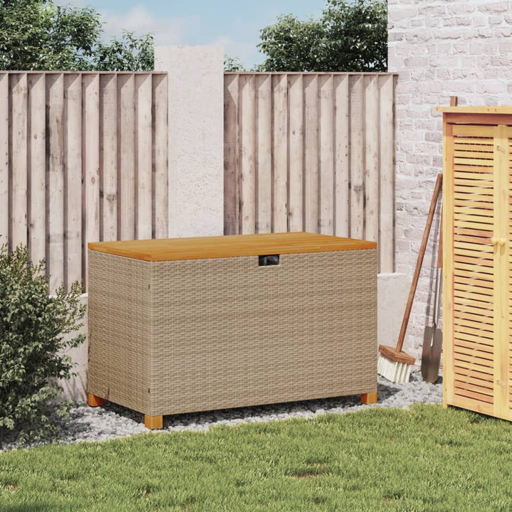 Tuinbox 110x55x63 cm poly rattan en acaciahout beige