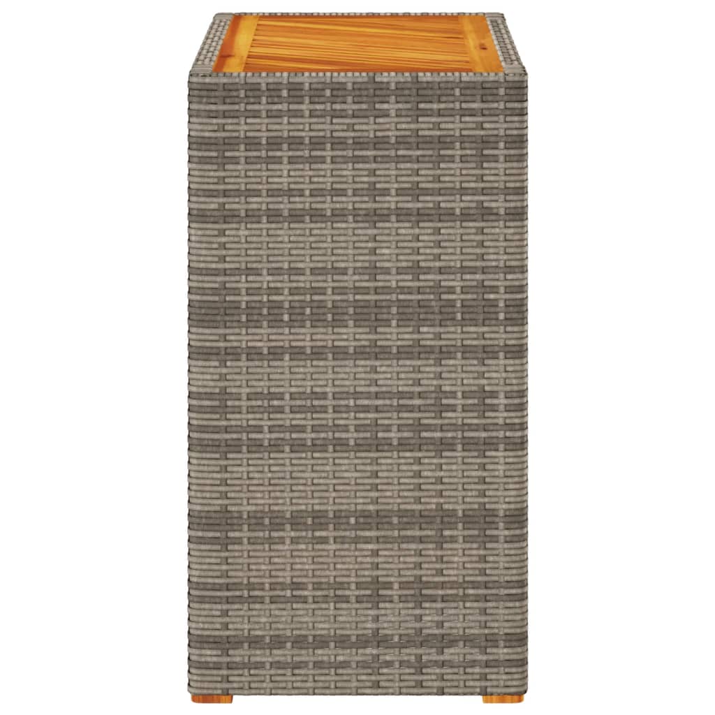 Tuinbijzettafel met houten blad 60x40x75 cm poly rattan grijs