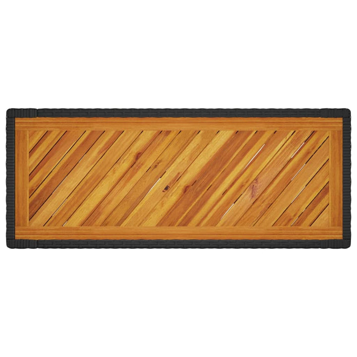 Tuinbijzettafel met houten blad 100x40x75 cm poly rattan zwart