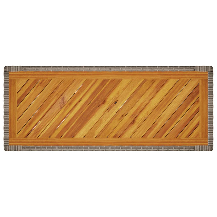 Tuinbijzettafel met houten blad 100x40x75 cm poly rattan grijs