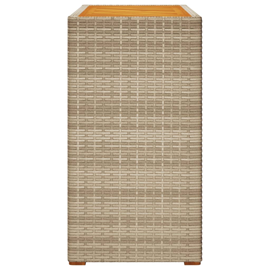 Tuinbijzettafel met houten blad 100x40x75 cm poly rotan beige