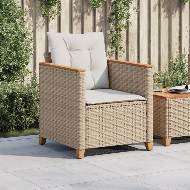 Tuinstoel met kussens poly rattan beige