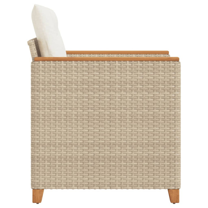 Tuinstoel met kussens poly rattan beige