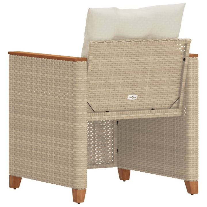 Tuinstoel met kussens poly rattan beige