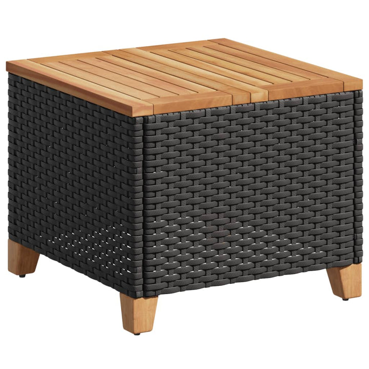 Tuintafel 45x45x37 cm poly rattan en acaciahout zwart