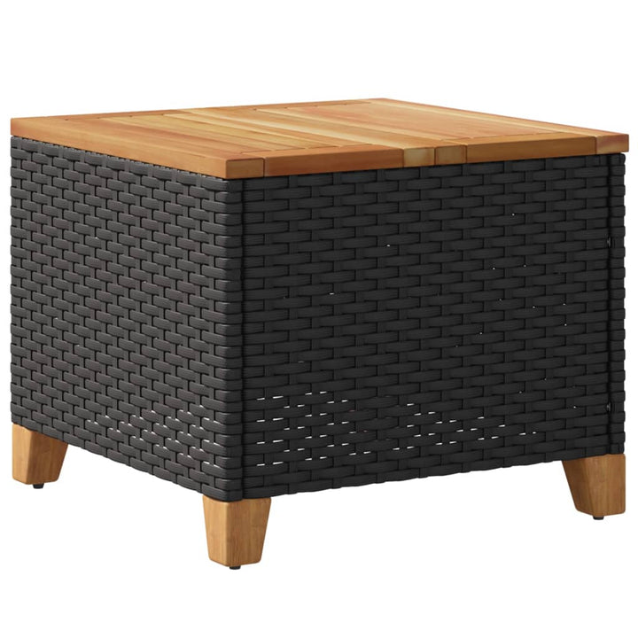 Tuintafel 45x45x37 cm poly rattan en acaciahout zwart