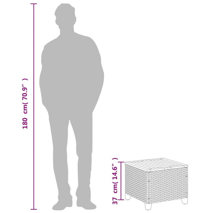 Tuintafel 45x45x37 cm poly rattan en acaciahout zwart