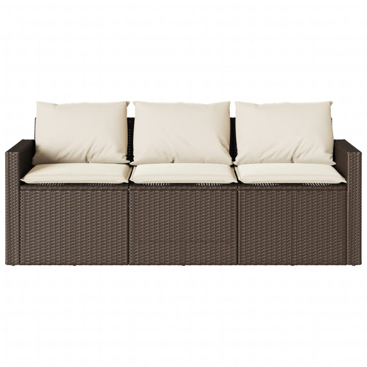 2-delige Tuinset met kussens poly rattan bruin