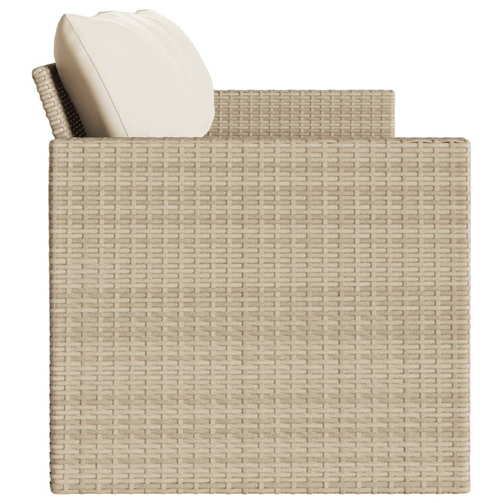 Tuinbank 3-zits met kussens poly rattan beige