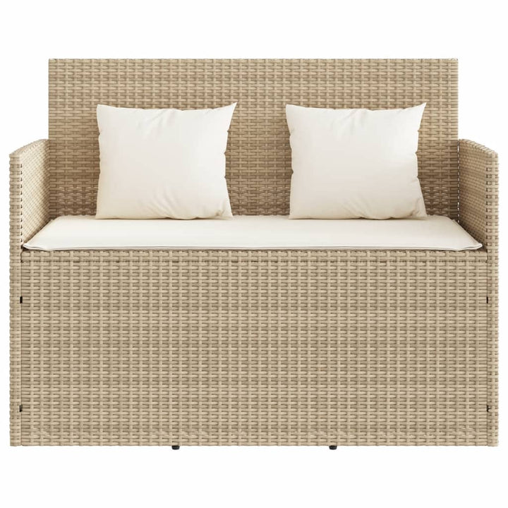 Tuinbank met kussens poly rattan beige