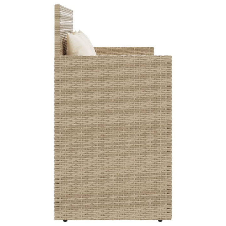 Tuinbank met kussens poly rattan beige