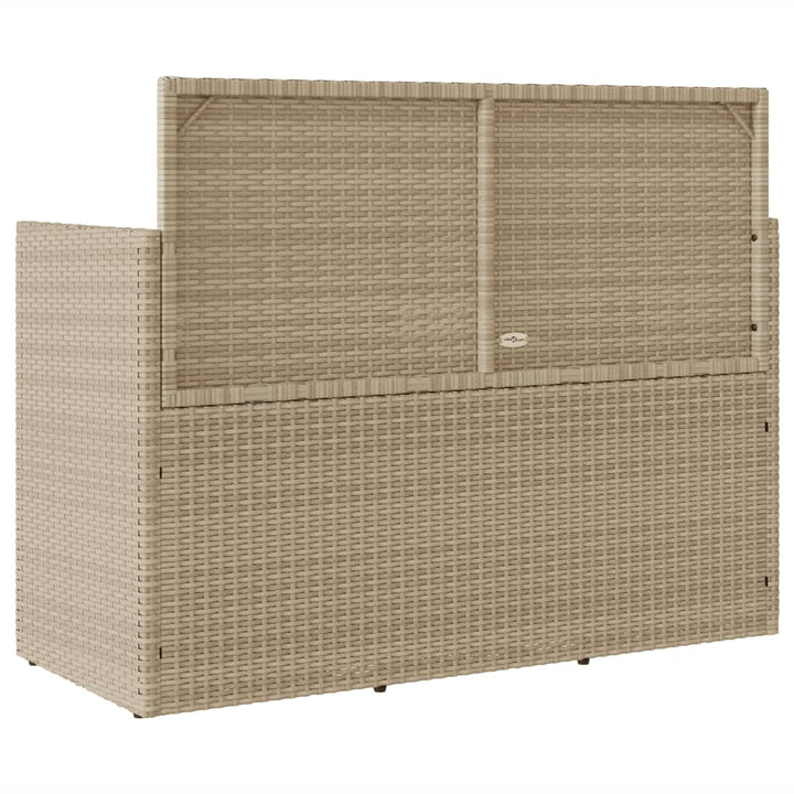 Tuinbank met kussens poly rattan beige