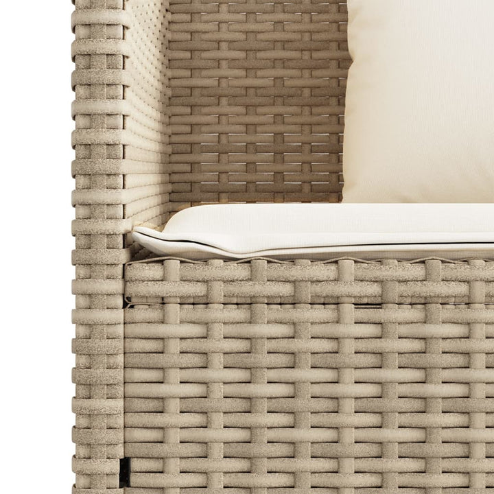 Tuinbank met kussens poly rattan beige