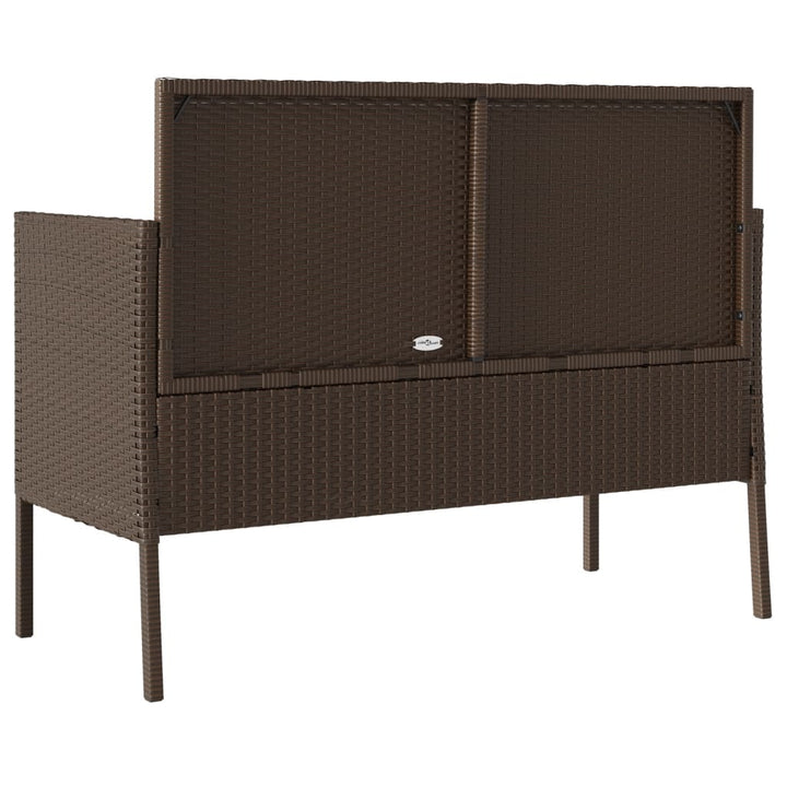 Tuinbank met kussens poly rattan bruin