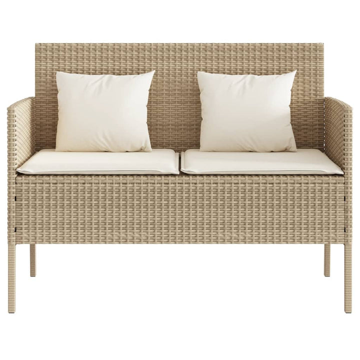 Tuinbank met kussens poly rattan beige