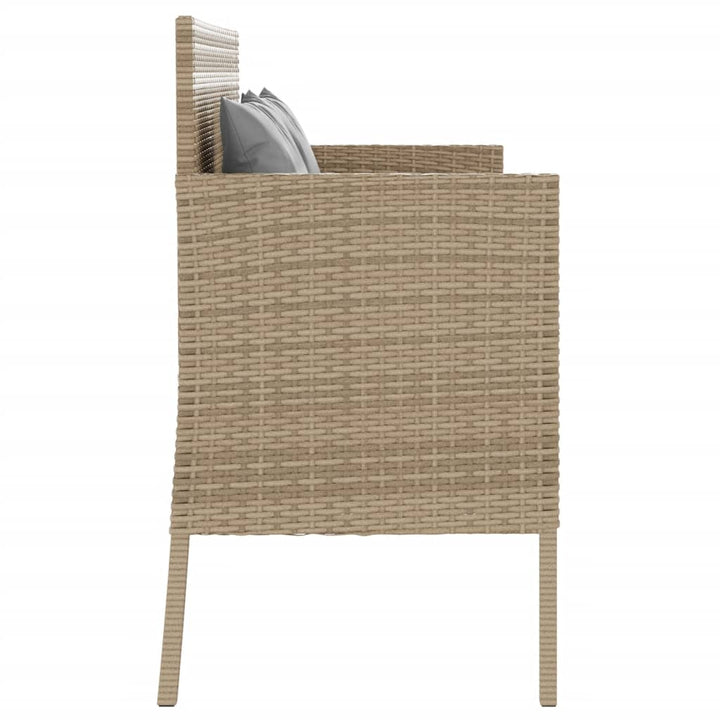 Tuinbank met kussens poly rattan beige