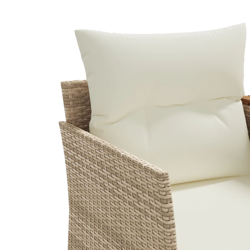 Tuinbank 2-zits met voetenbanken poly rattan beige