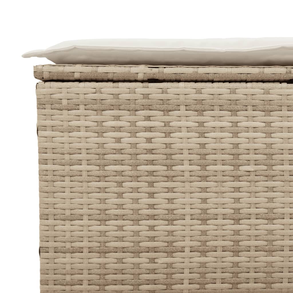 Tuinbank 3-zits met kussens poly rattan beige