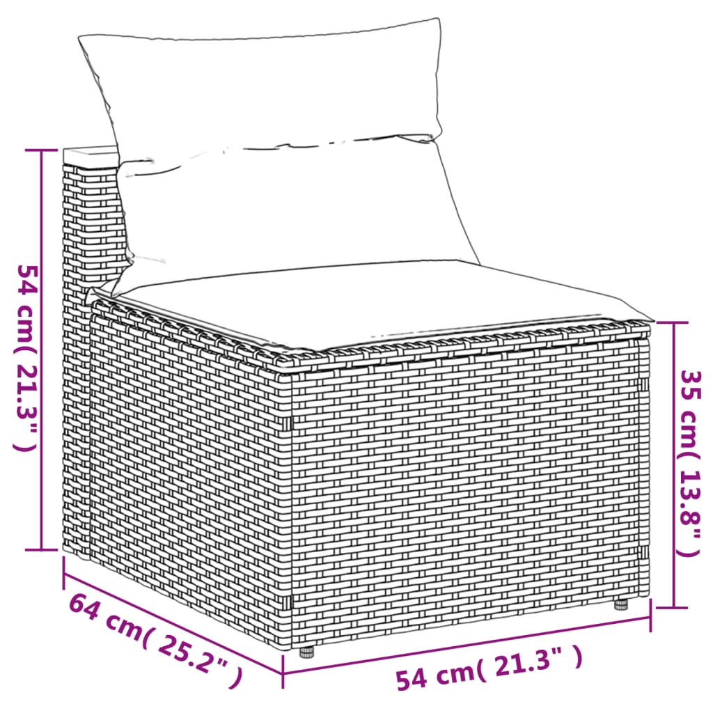 Tuinbanken 2 st zonder armleuning met kussens poly rattan zwart