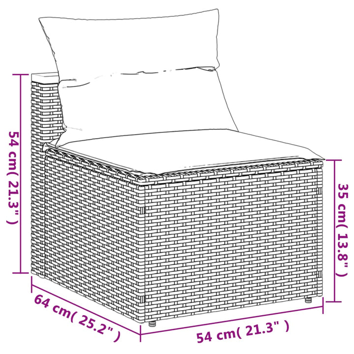 Tuinbanken 2 st zonder armleuning met kussens poly rattan zwart