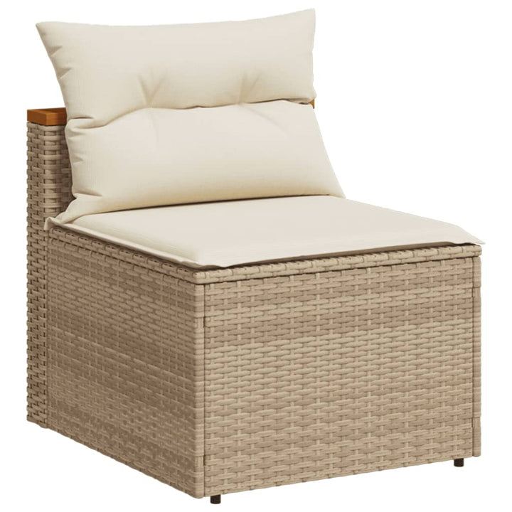 Tuinbanken 2 st zonder armleuning met kussens poly rattan beige