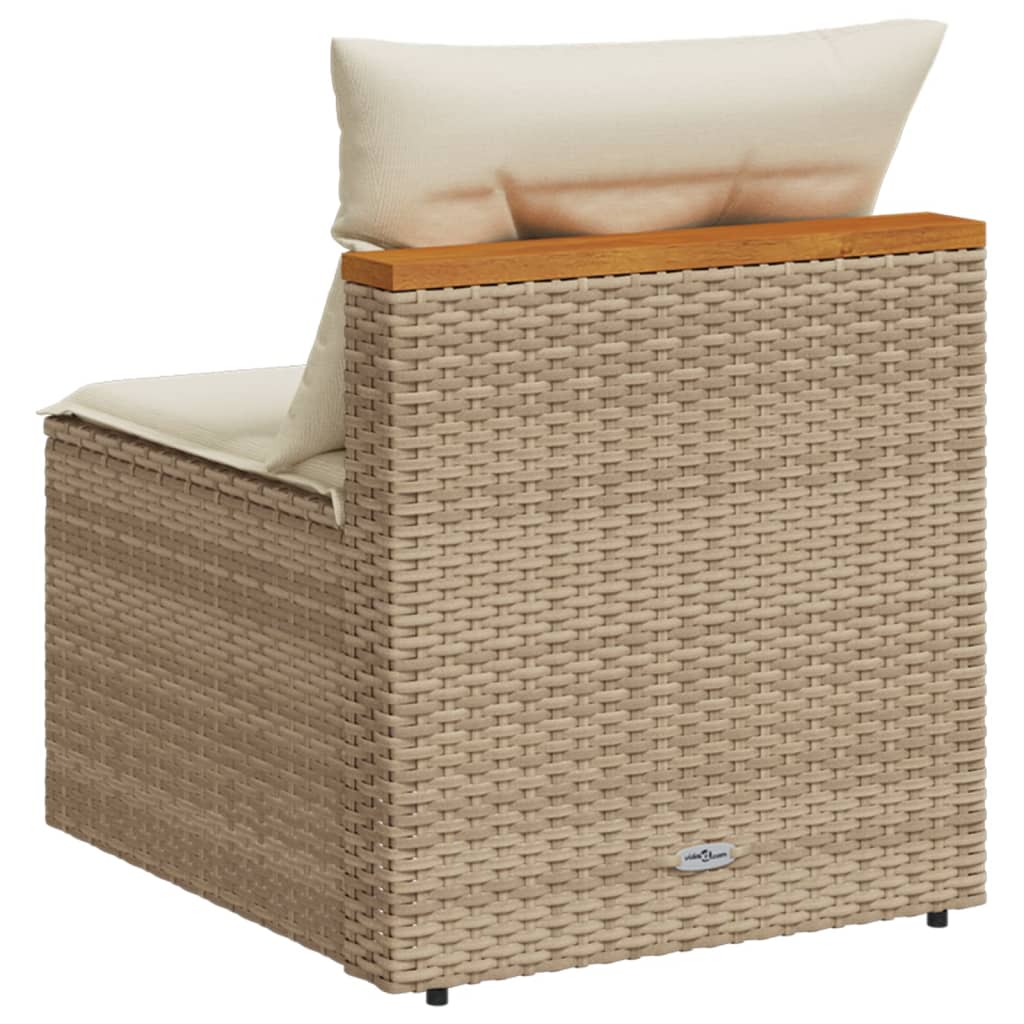 Tuinbanken 2 st zonder armleuning met kussens poly rattan beige