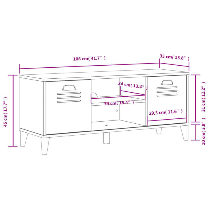 Schoenenbank VIKEN 106x35x45 cm bewerkt hout antracietgrijs