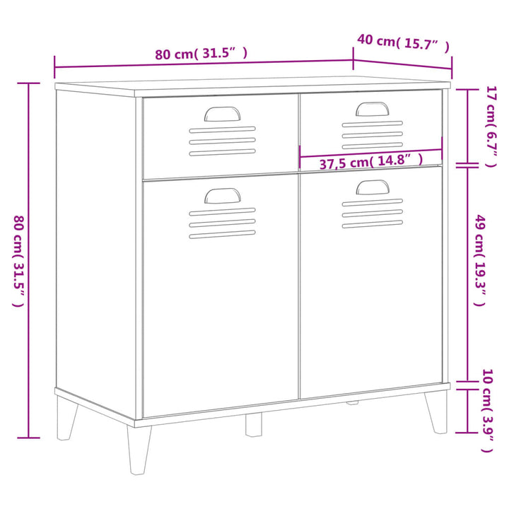 Dressoir VIKEN 80x40x80 cm bewerkt hout wit