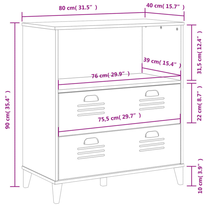 Boekenkast VIKEN 80x40x90 cm bewerkt hout wit