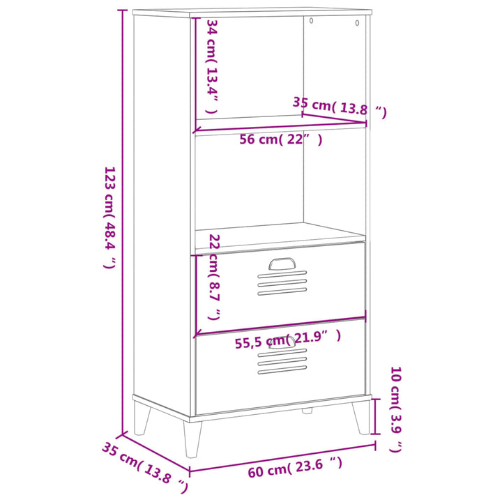 Boekenkast VIKEN 60x35x123 cm bewerkt hout wit