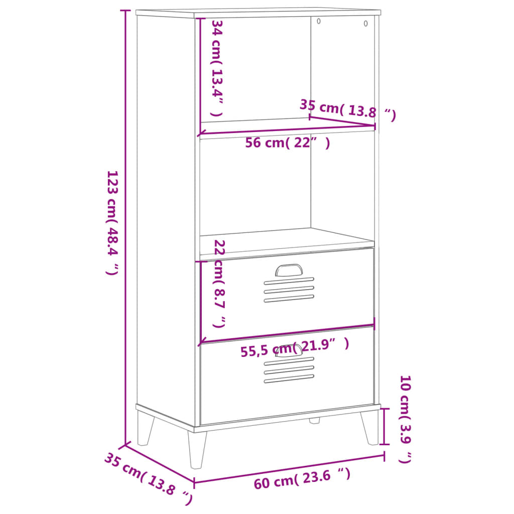 Boekenkast VIKEN 60x35x123 cm bewerkt hout zwart