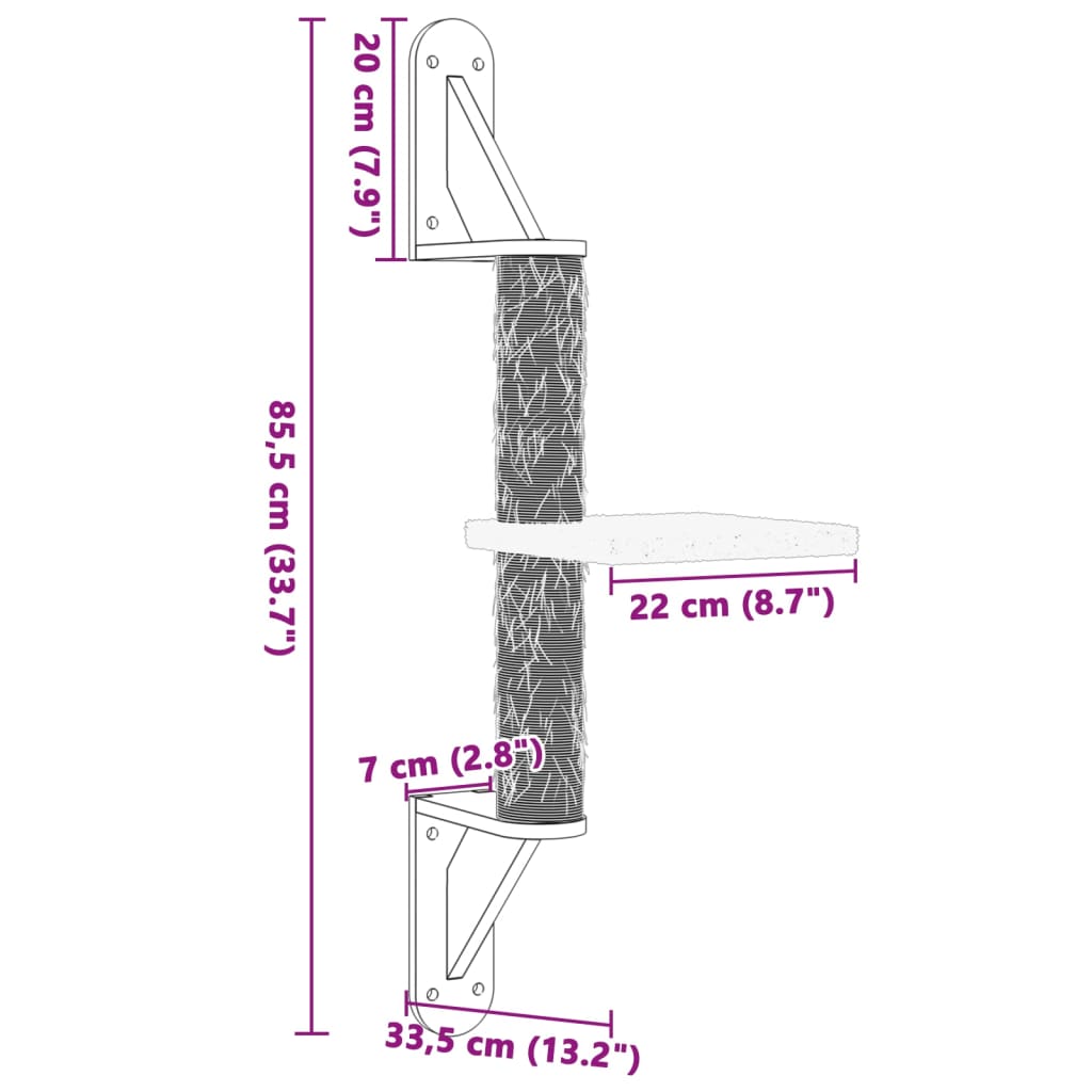 Kattenmeubel wandgemonteerd met krabpaal 85,5 cm donkergroen