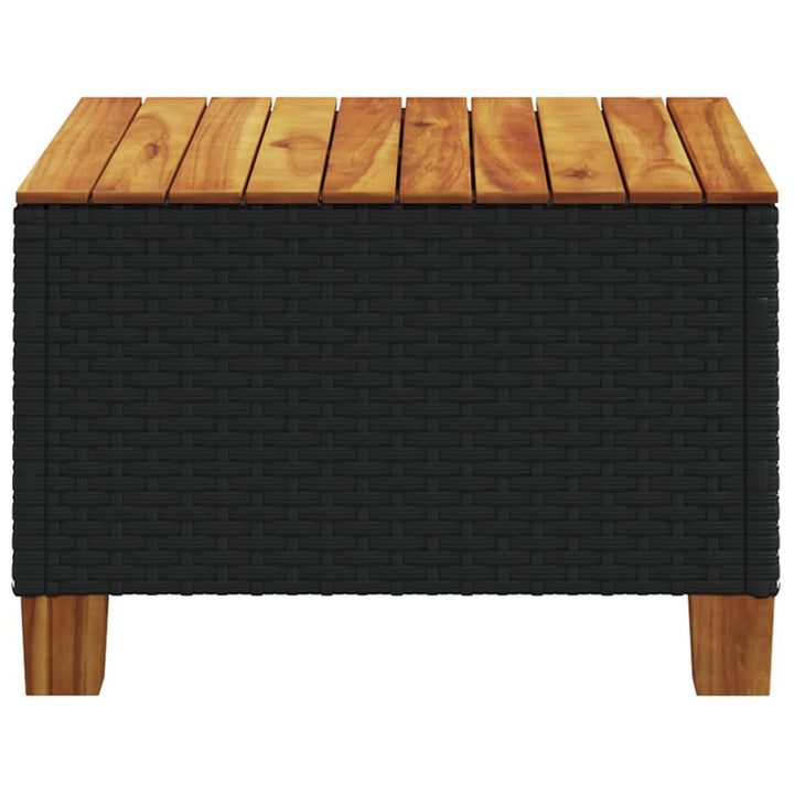 Tuintafel 55x55x36 cm poly rattan en acaciahout zwart